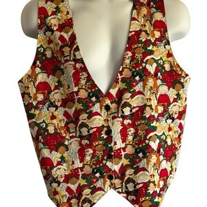 Festive Multicolor Cartoon Print Vest Christmas,Holiday Fashion